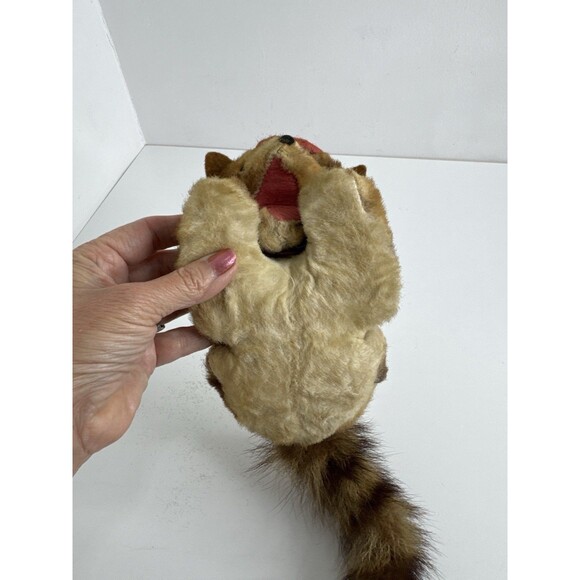 Vtg 1950s - 60s Stuffed Plush Mohair Raccoon Hand Sewn Ringed Tail Tanuki Japan - Picture 3 of 16